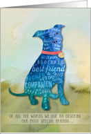 Dog Sympathy Watercolor Pitbull - Of All the Words card