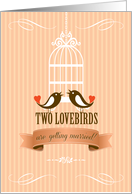 Lovebirds Peach Engagement Announcement card