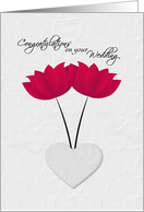 Lesbian Wedding Congratulations Red Flowers and Heart card