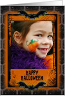 Happy Halloween Custom Photo Spooky Tree with Bats card
