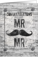 Gay Wedding Congratulations Mr. and Mr. Rustic Grunge Mustache card