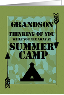 Thinking of You Grandson Away at Summer Camp Camo Arrows and Tent card