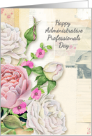 Happy Administrative Professionals Day Vintage Look Flowers and Paper card