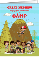 Thinking of you at Summer Camp to Great Nephew Camp Kids Having Fun card