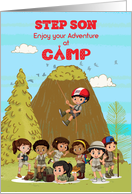 Thinking of you at Summer Camp to Step Son Camp Kids Having Fun card