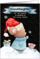 Merry Christmas to Granddaughter Cute Mice in the Snow card