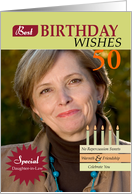 Custom Photo 50 Birthday Edition Top Three Wishes for Daughter-in-law card