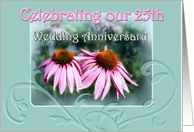 Invitation to 25th Silver Wedding Anniversary Party, Pink Flowers card