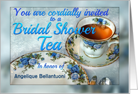 Invitation to Bridal Shower Tea, Vintage Rose Teacup, Custom Front card