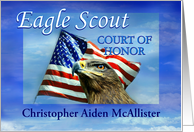 Eagle Scout Court of Honor Invitation, Eagle and Flag Custom Front card