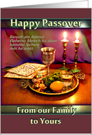 Happy Passover, Hebrew Blessing with Candles and Seder Plate card