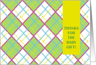 Thanks for the Baby Gift! - Colorful Plaid Greetings card