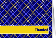 Thanks! Graduation Gift - Blue and Gold Plaid card