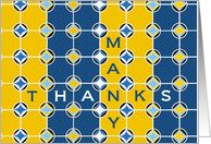 Many Thanks for Math Teacher! Blue & Gold Geometric Design card