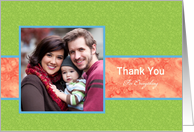 Customizable Thank You Your Photo Here Green and Orange Pattern card