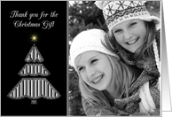 Christmas Gift Thank You Photo Card, Black Graphic Tree card