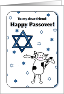 Wishing you a Happy Passover, For friend, Cat and Star of David card