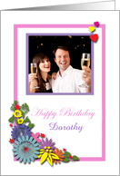 Birthday Flowers & Hearts - customisable photo & name card
