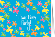 Invitation to 60s Flower Power Themed Party with Bright Flowers card