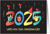New Year’s 2025 for Granddaughter with Birds Celebrating in Party Hats card