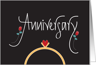 Hand Lettered Wedding Anniversary, Wedding Ring with Heart card