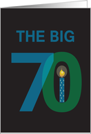 Birthday for 70 Year Old, The Big 70 with Huge Numbers & Candle card