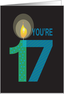 Birthday for 17 Year Old, You’re 17 with Large Candle card