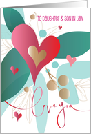 Hand Lettered Valentine for Daughter and Son in Law Large Heart Flower card