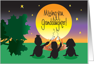 Missing You Granddaughter at Camp, Campers at Campfire card