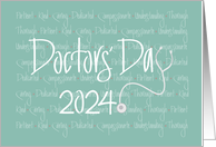 Hand Lettered Doctors’ Day 2024 with Character Words and Stethoscope card