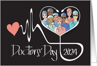 Hand Lettered Doctors’ Day 2024 Heartbeat Stethoscope and Doctors card