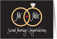 Second Marriage Congratulations, Wedding Rings and Heart card