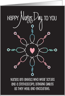 Hand Lettered Nurses Day Stylized Stethoscope Flower with Heart card