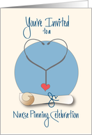 Invitation Nurse Pinning Graduation Party with Stethoscope and Heart card