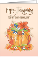 Hand Lettered Thanksgiving Granddaughter Pumpkin Vase Fall Flowers card