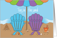 Hand Lettered Friendship Beach Chairs, Friendly Toes in the Sand card
