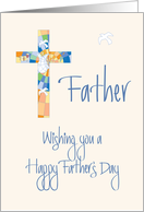 Father’s Day for Catholic Priest, Stained Glass Cross with Dove card
