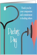 Hand Lettered Doctors’ Day 2024 with Stethoscope Listening to Heart card
