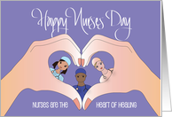 Hand Lettered Nurses Day 2024 Trio of Nurses are the Heart of Healing card