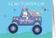 Easter for Great Grandson with White Bunny Delivering Eggs in Truck card