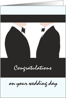 Congratulations Gay Wedding Two Men in Black Tie Facing Each Other card