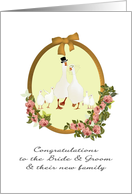 Wedding Congratulations Blended Family Portrait Animal Cartoon card