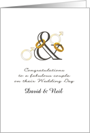 Custom Congratulations Gay Wedding Gold Rings On Logogram & card