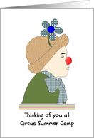 Thinking of You at Circus Summer Camp Young Boy in Clown Outfit card