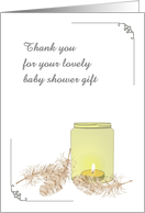 Thank You for Baby Shower Gift Feathers and Warm Glow from Candle card