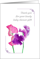 Thank You for Baby Shower Gift Sweet Pea Flowers card