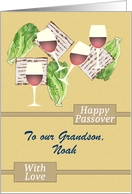 Passover for Adult Grandson Four Cups of Wine Lettuce Matzah Custom card