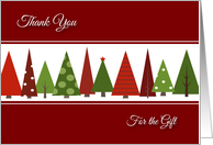 Thank You for Christmas Gift - Festive Christmas Trees card