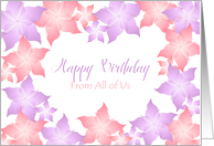 Birthday From All of Us ~ Pink and Purple Flowers card