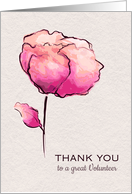 Thank You for Volunteer Watercolor Flower card